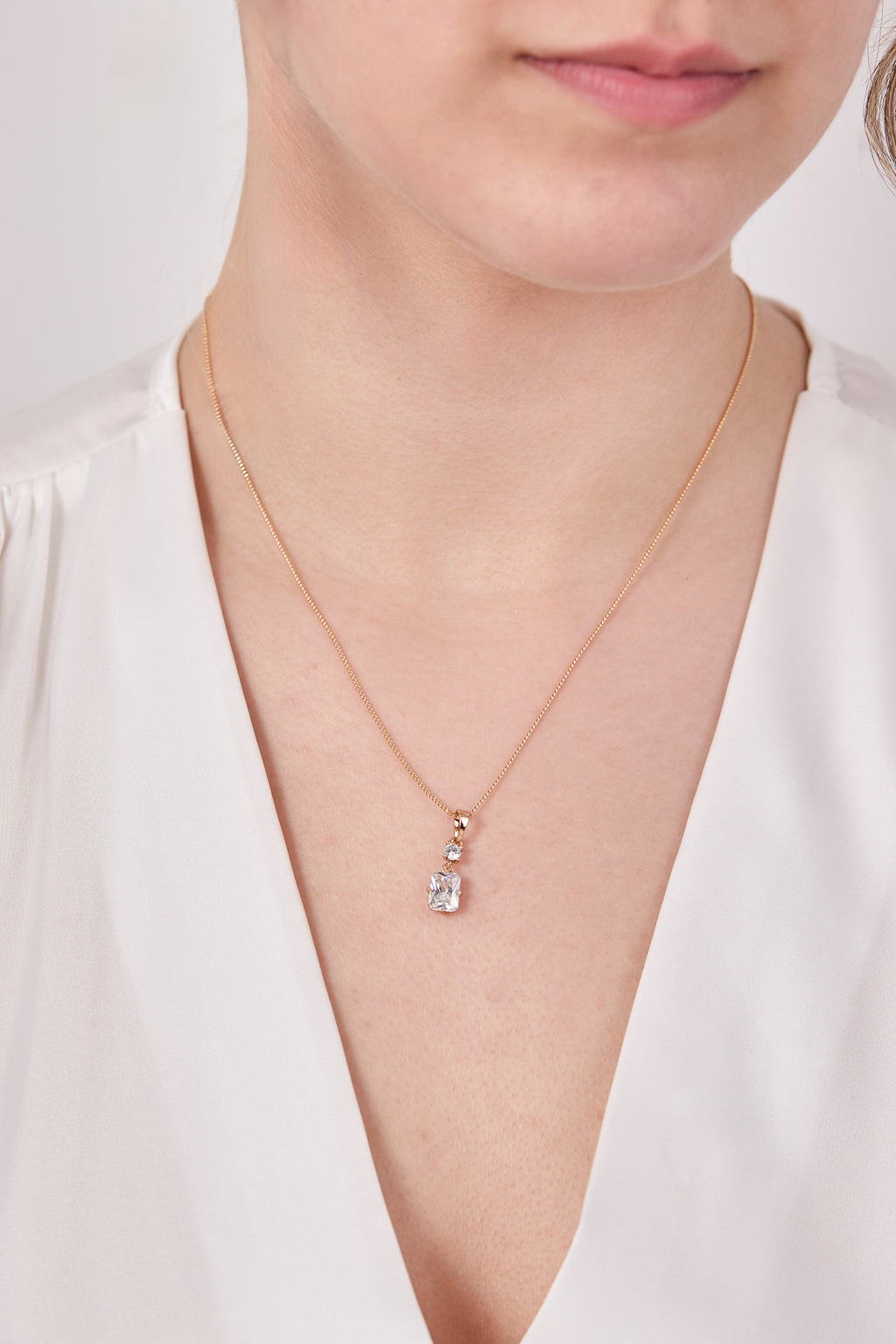 Xuping Baguette Model Stone Necklace