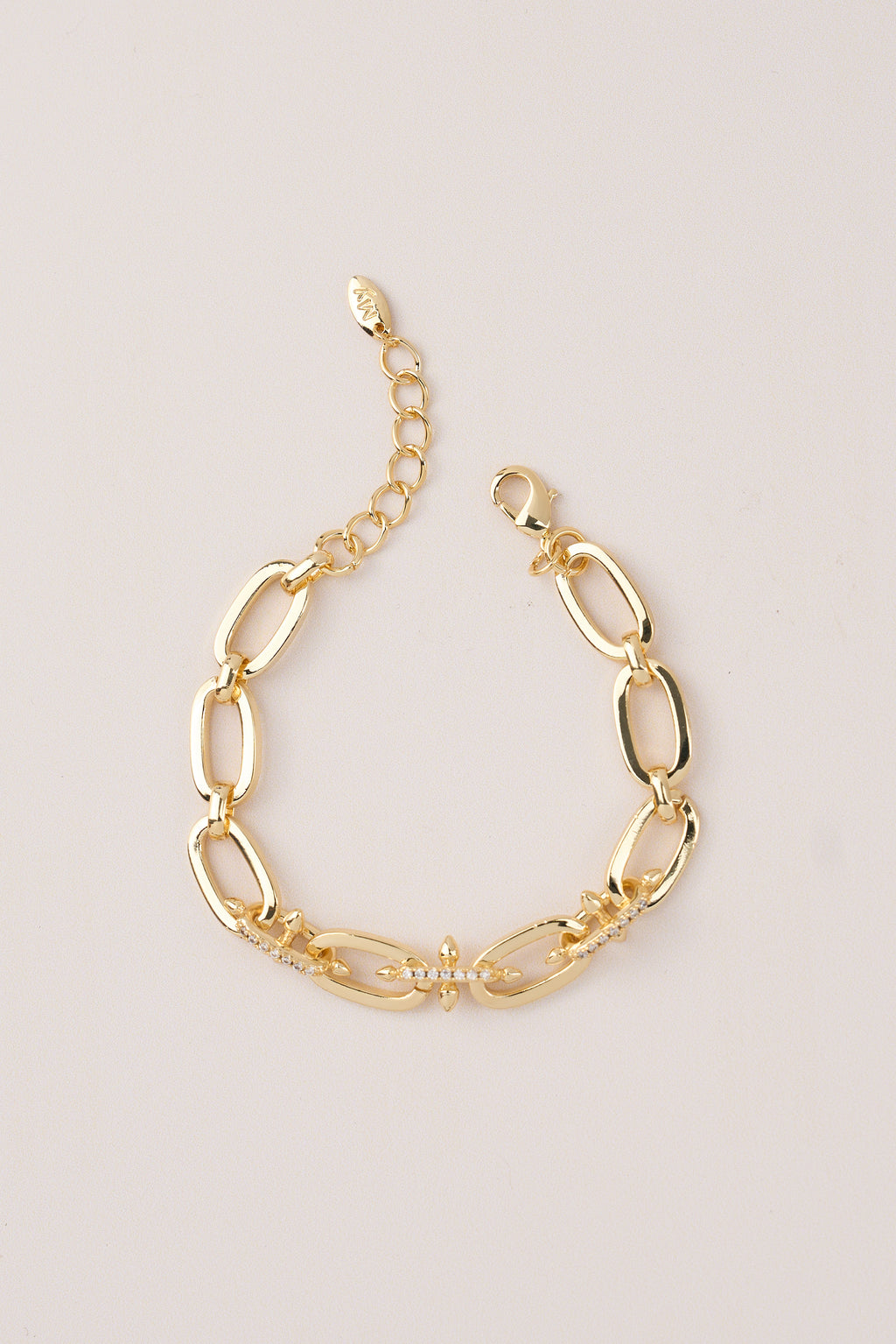 14K Gold Plated Zircon Stone Hallow Bracelet