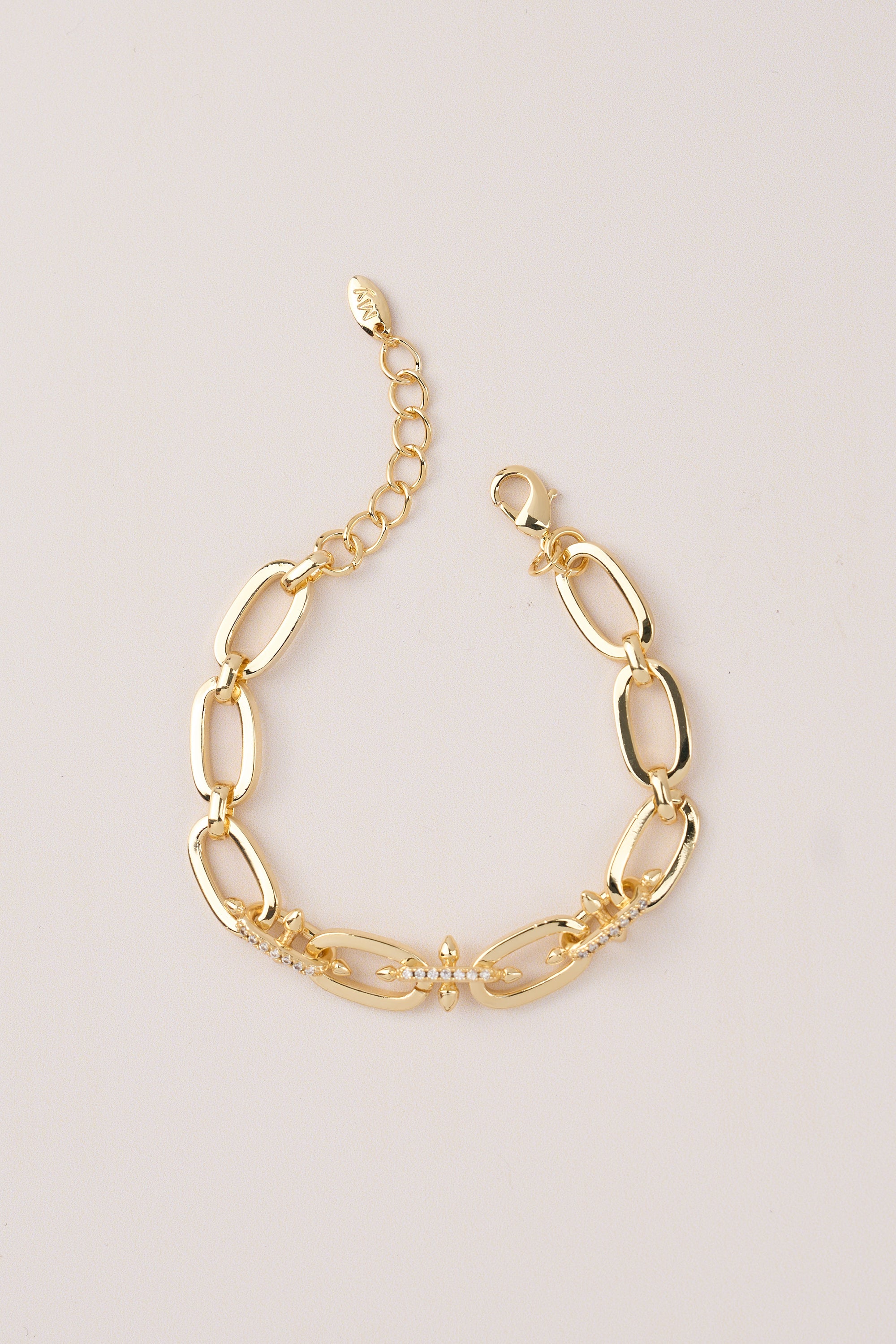 14K Gold Plated Zircon Stone Hallow Bracelet
