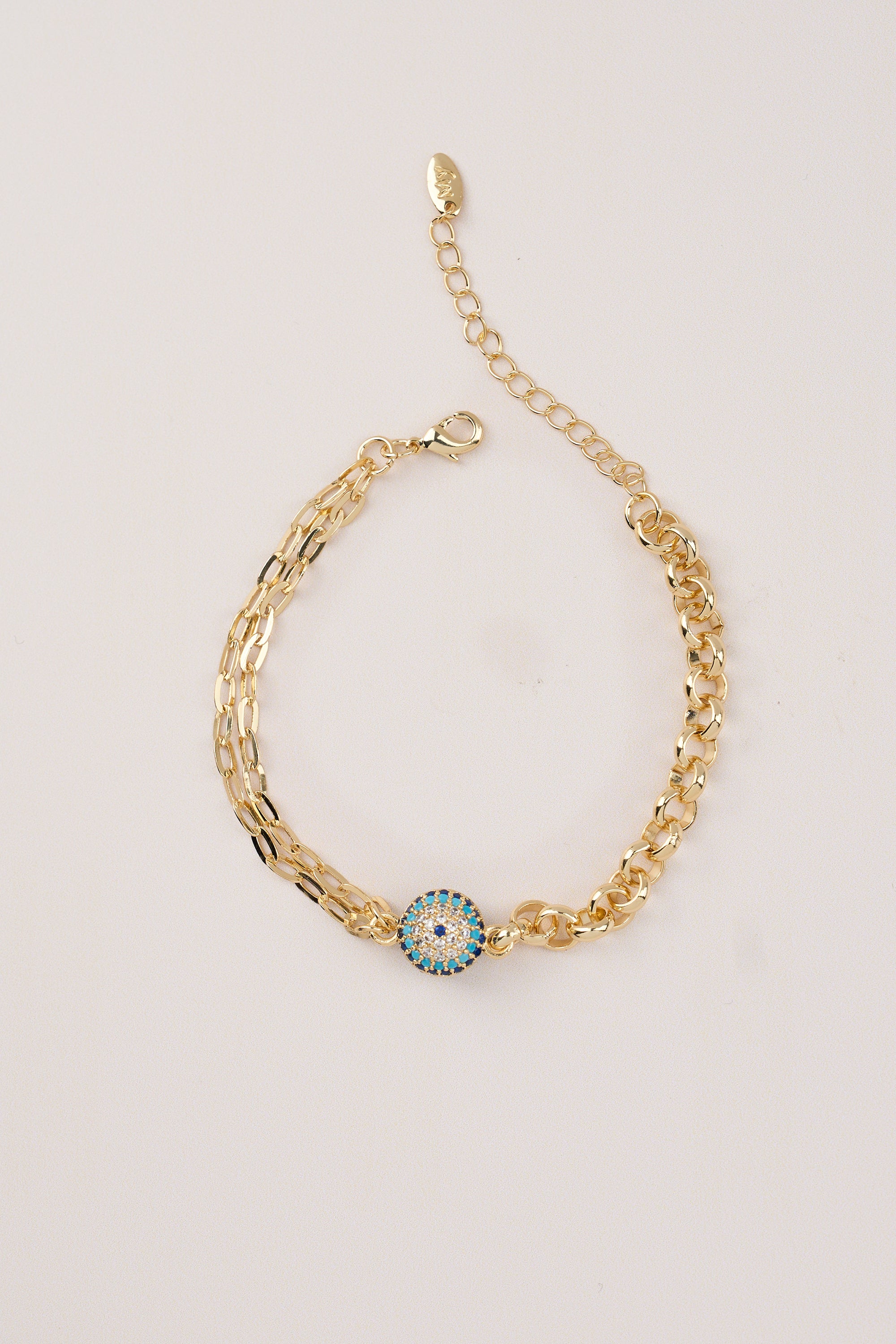 14K Gold Plated Evil Eye Beaded Bracelet
