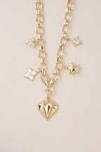 14K Altın Kaplama Charmlı Hallow Kolye