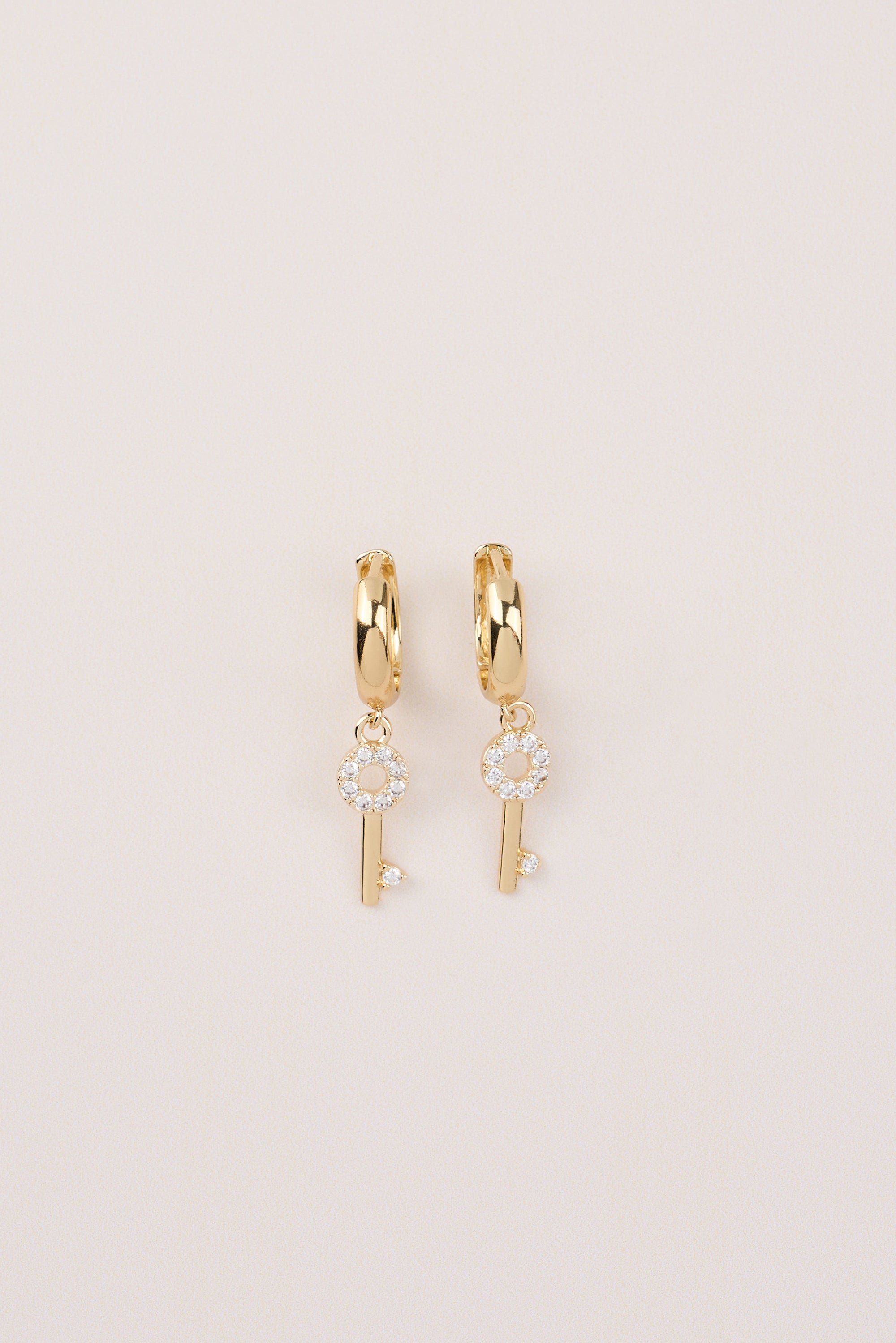 14K Gold Plated Key Earrings