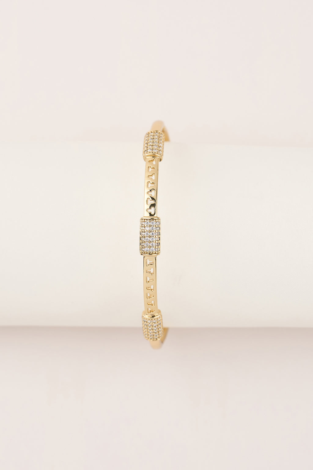 Steel Diamond Stone Cuff Bracelet