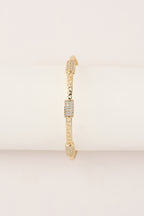 Çelik Pırlanta Taşlı Kelepçe Bilezik