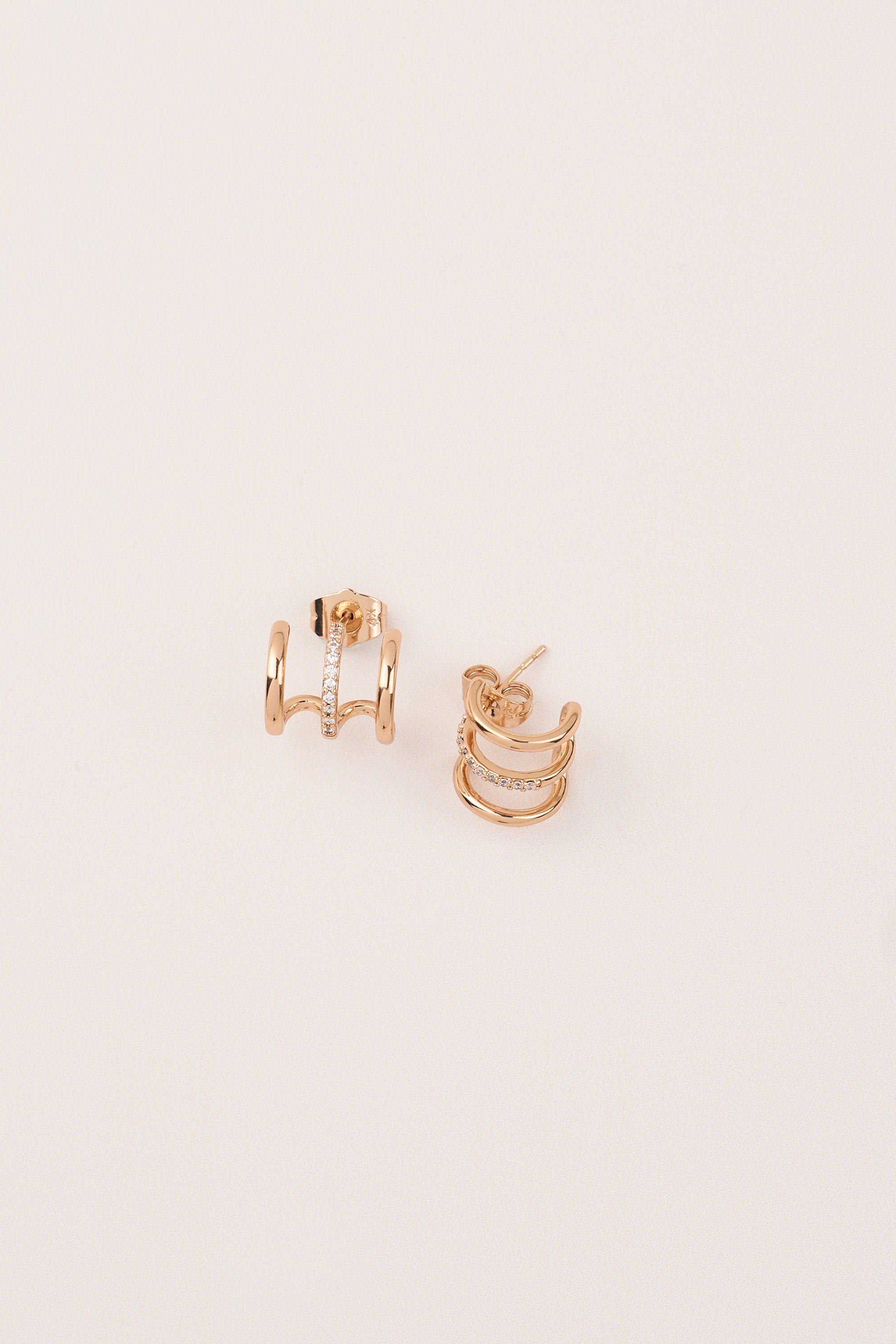 Xuping Three Strip Hoop Earrings