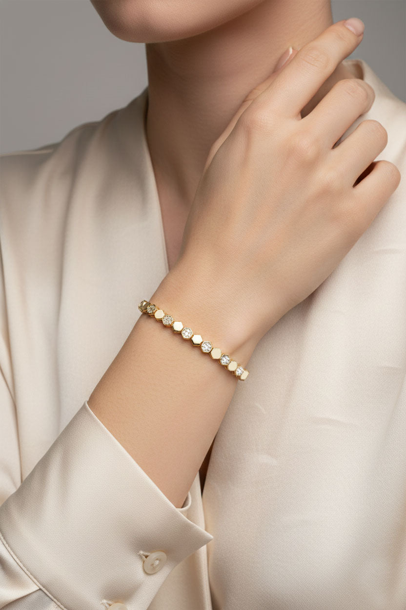 Altın Kaplama Altıgen Bileklik