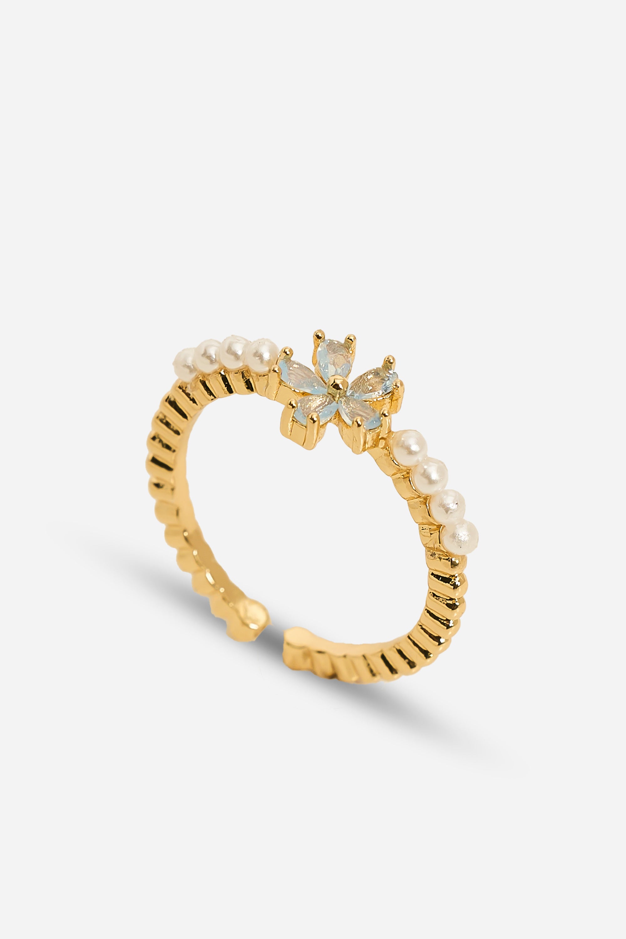 Altın Kaplama Pearly Yonca Yüzük