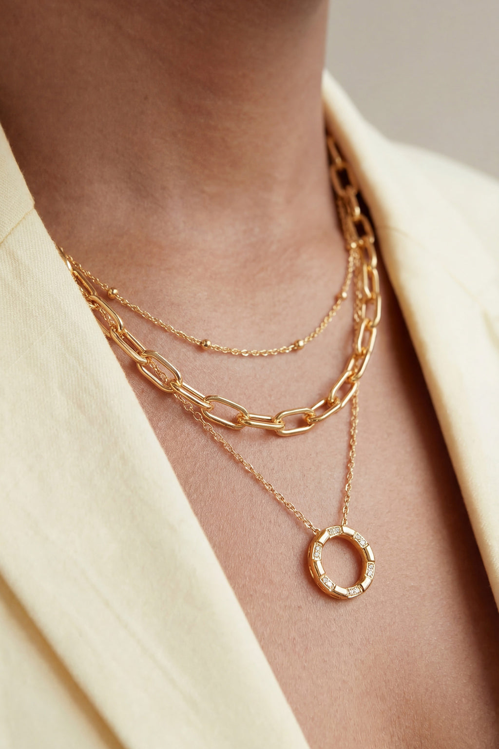 VIP Üçlü Set Kolye Gold