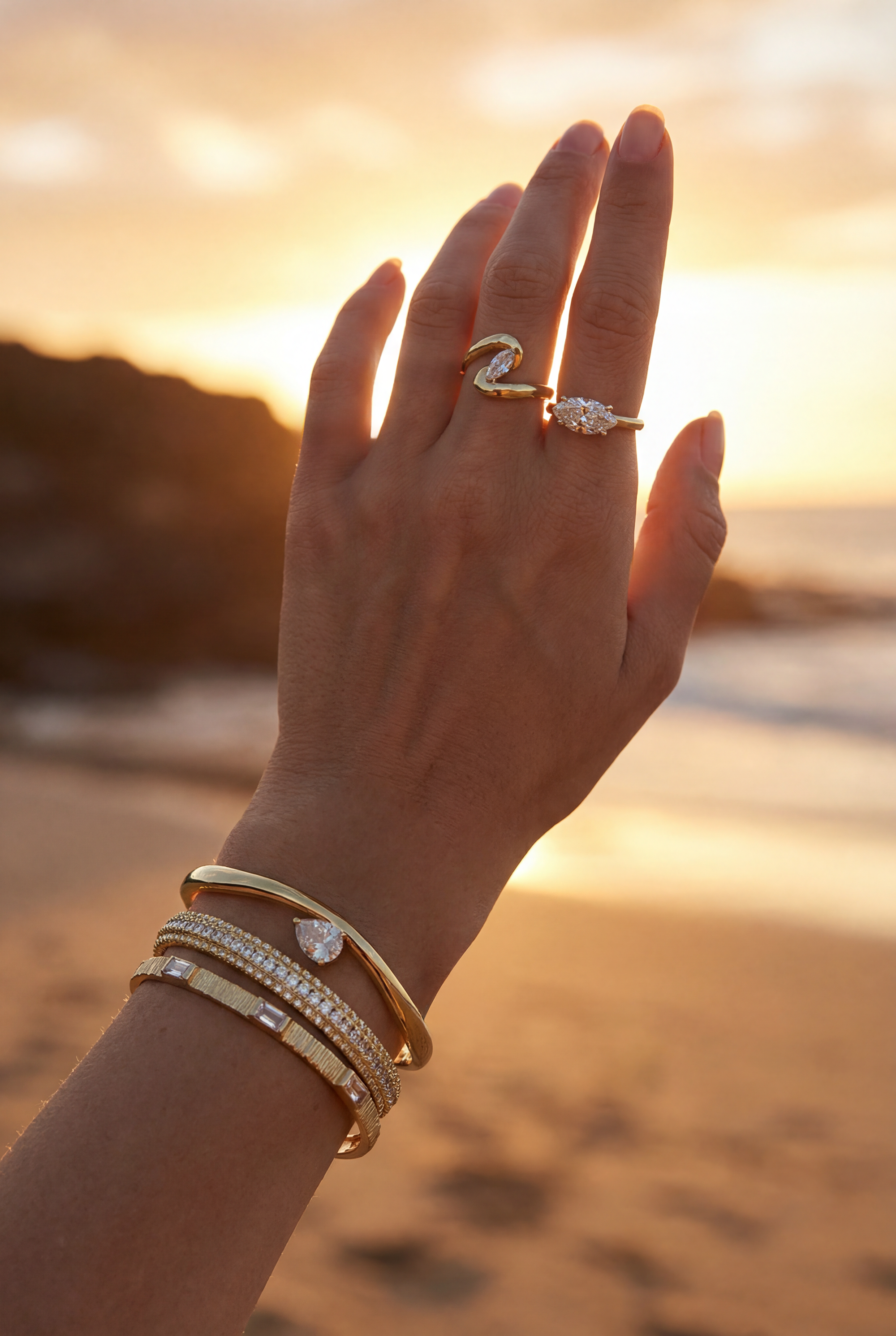 Altın Kaplama Soleil Damla Taşlı Bileklik