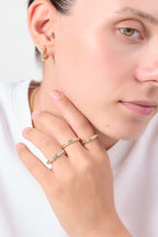 Altın Kaplama Taşlı Elips Yüzük