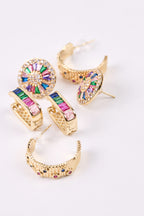 Altın Kaplama Renkli Zarif Küpe