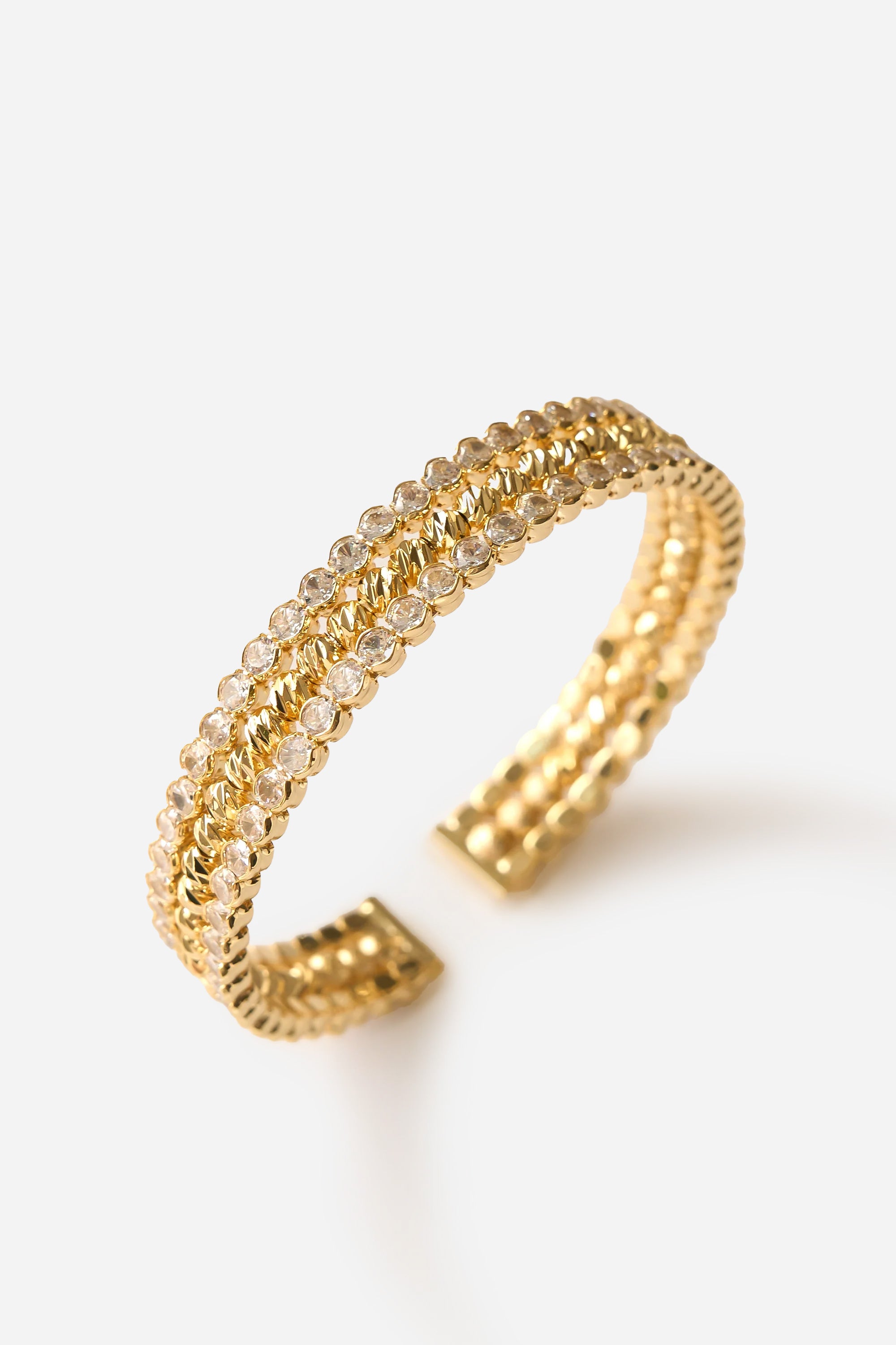 14K Altın Kaplama Dorika Taşlı Kalın Bileklik