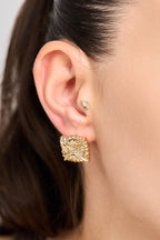 Xuping Kare Taşlı Küpe