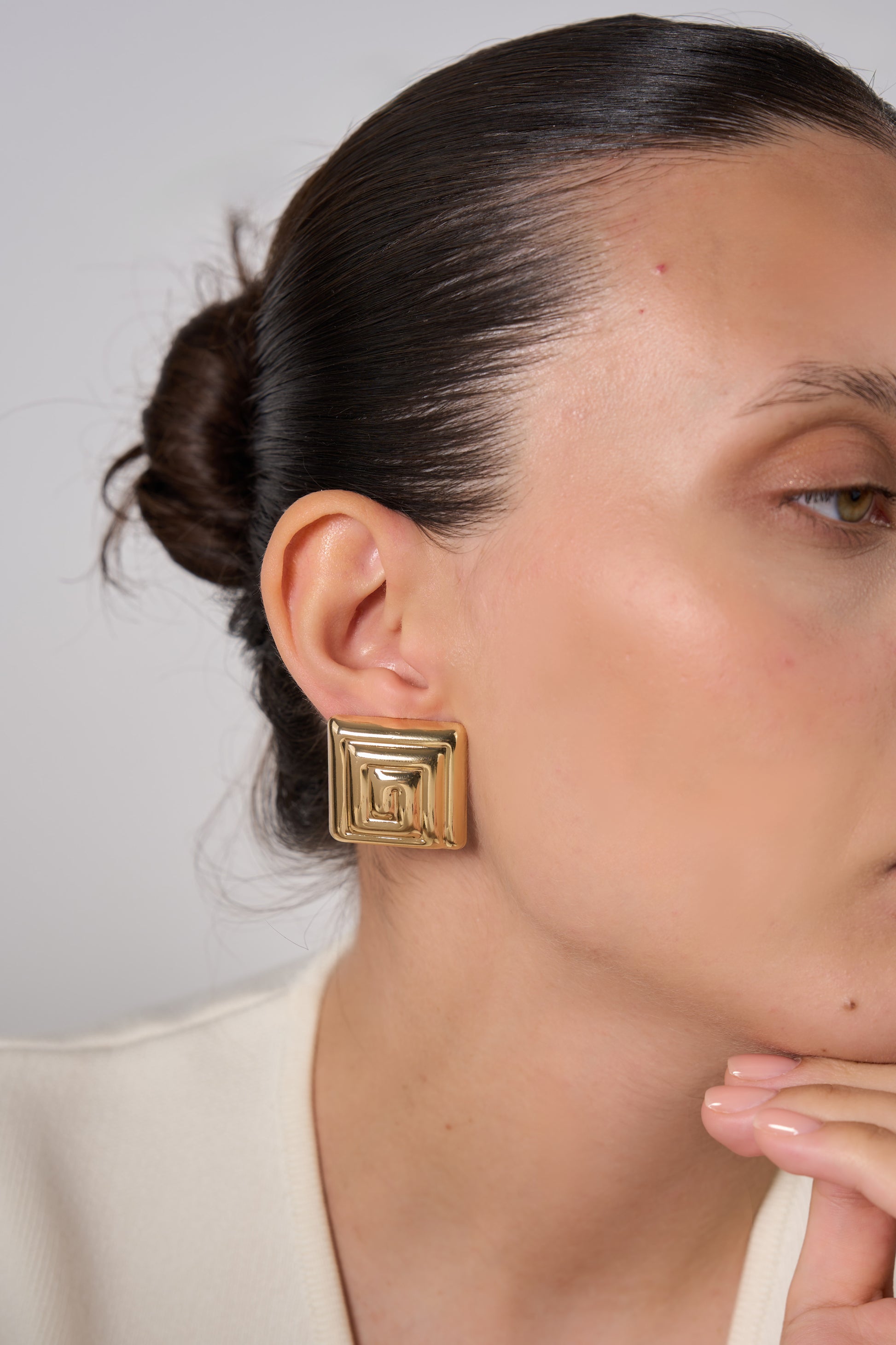 18K Altın Kaplama Maze Glow Gold Küpe