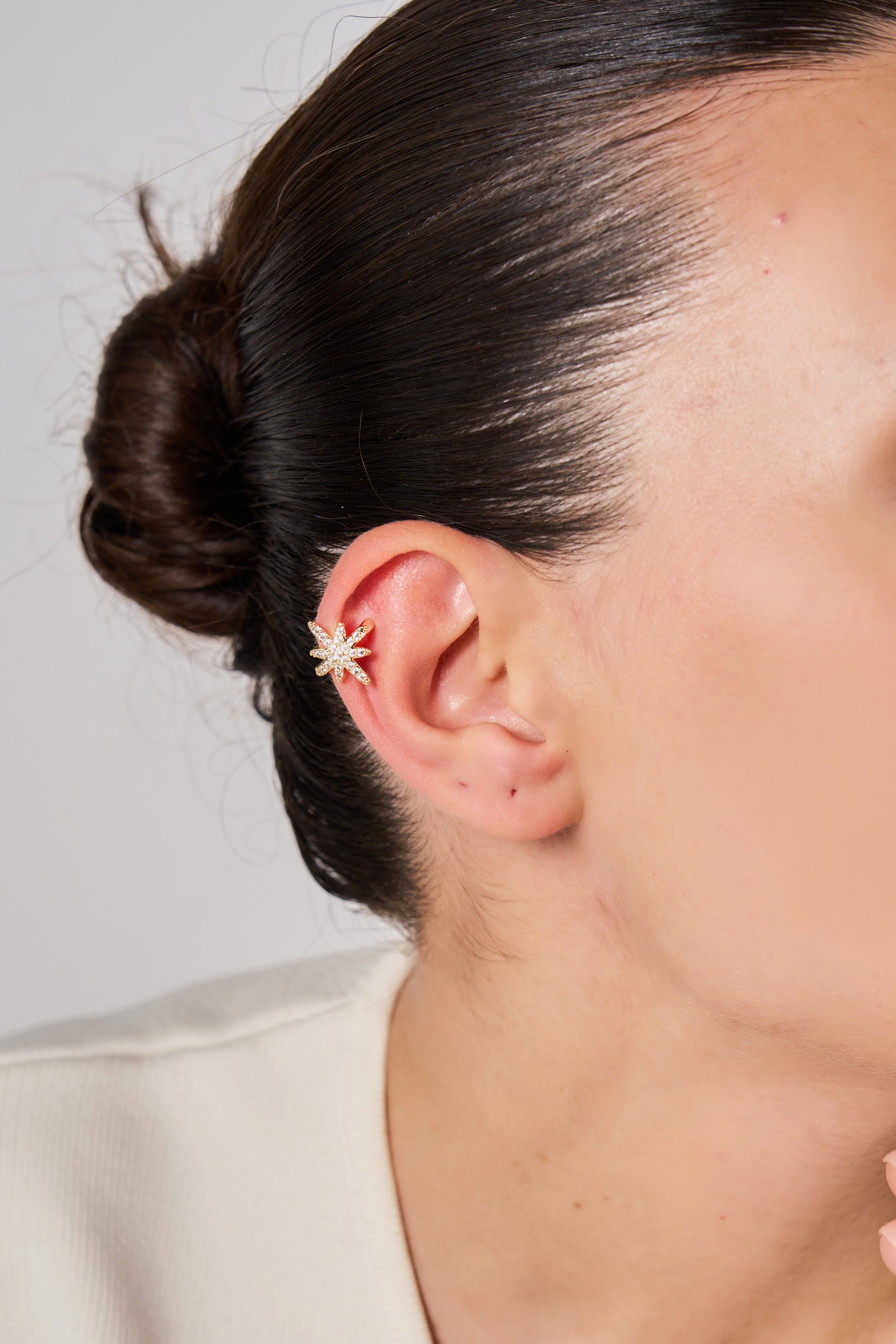 18K Altın Kaplama Kutup Yıldızı Earcuff Gold Küpe