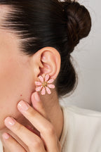 Çiçek Renkli Hasır Küpe