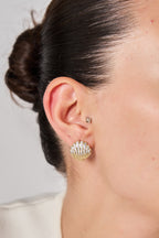 Altın Kaplama Taşlı Deniz Kabuğu Küpe