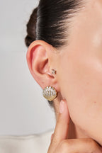 Altın Kaplama Taşlı Deniz Kabuğu Küpe