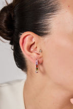 Beyaz Altın Kaplama Taşlı Küpe