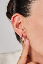 Beyaz Altın Kaplama Taşlı Küpe