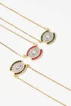 Luna Eye Siyah Taşlı Çelik Kolye