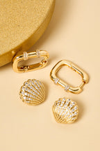 Altın Kaplama Taşlı Deniz Kabuğu Küpe