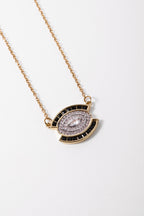 Luna Eye Siyah Taşlı Çelik Kolye