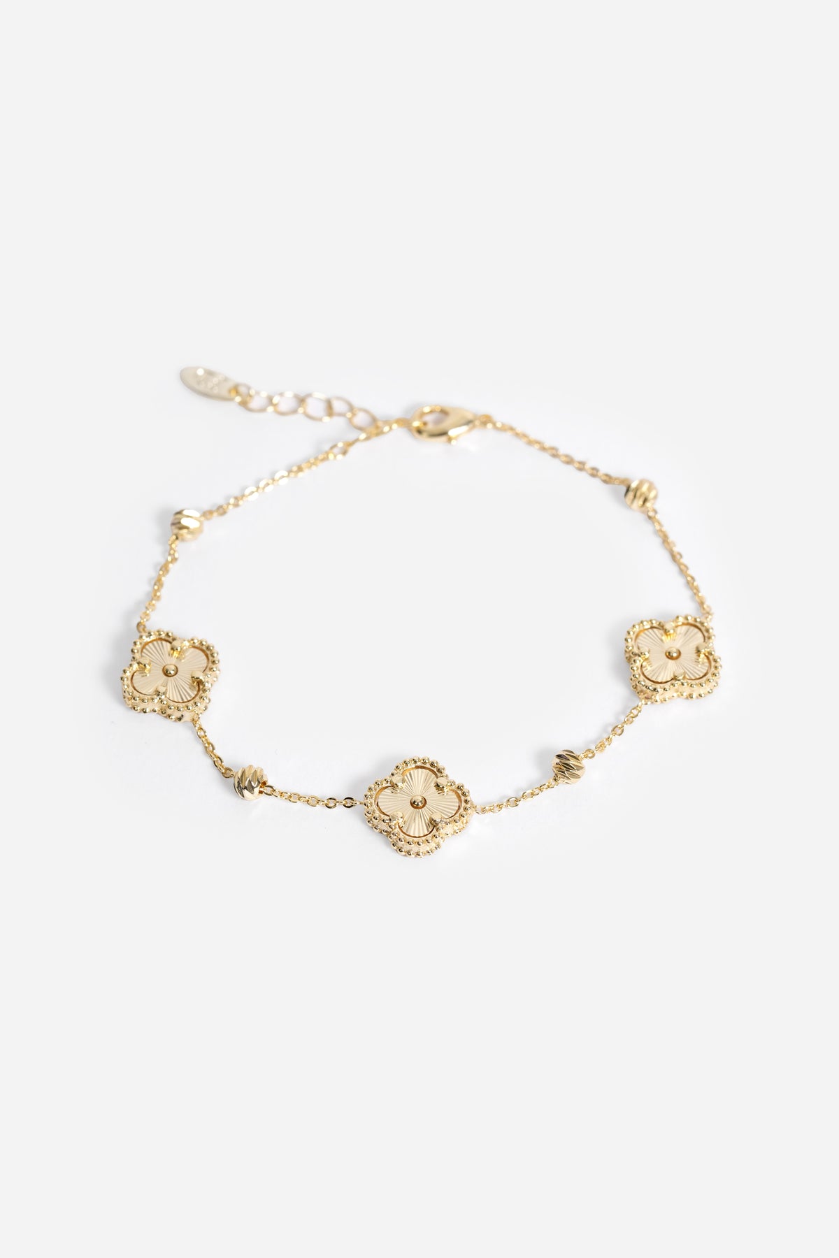 14K Altın Kaplama Dorikalı Mini Yonca Bileklik