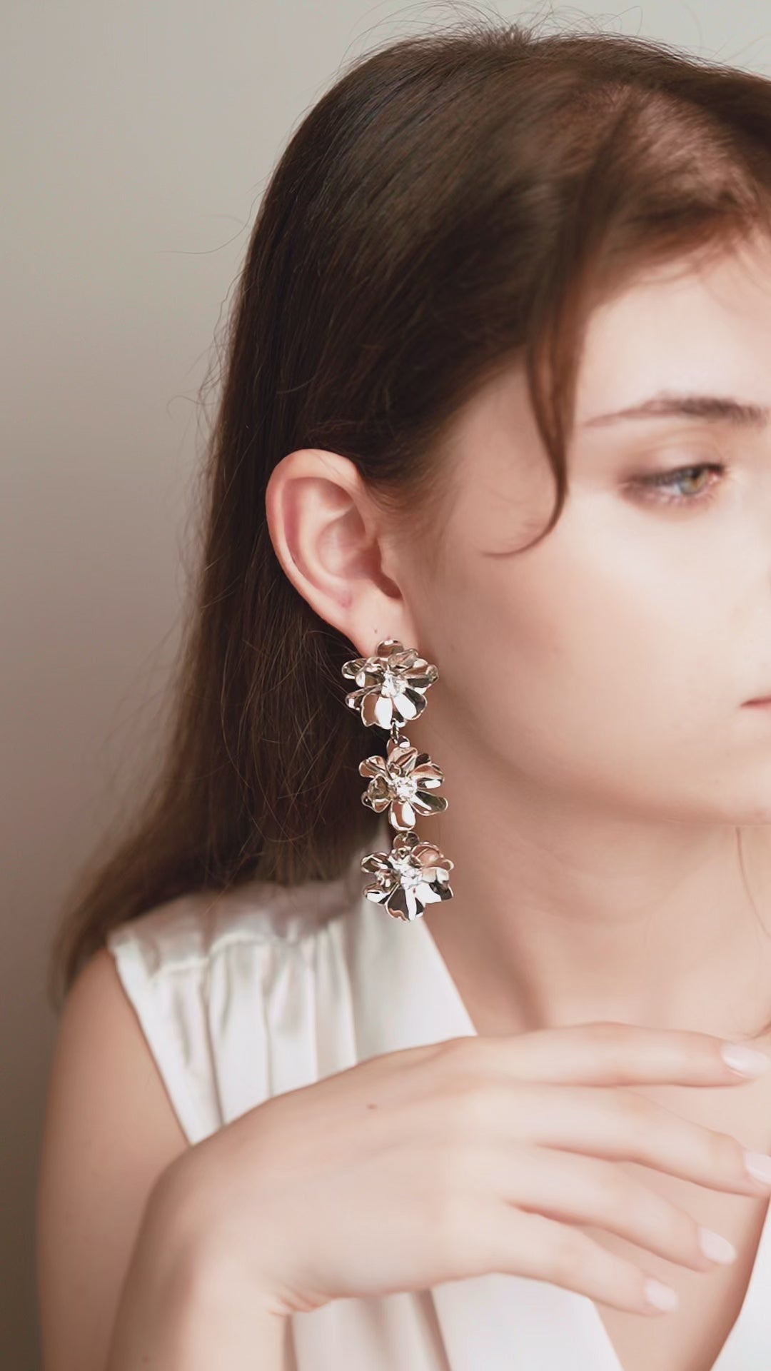 Design Triple Flower Earrings Silver