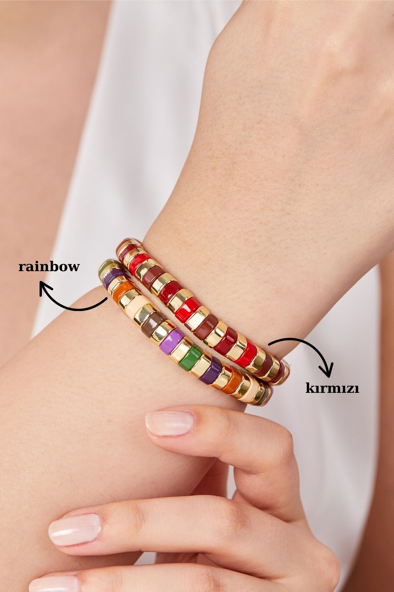 14K Gold Plated Detailed Porcelain Plated Bracelet