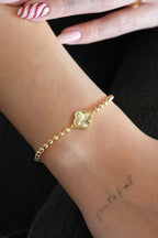 14K Altın Kaplama Dorika Taşlı Yonca Bileklik